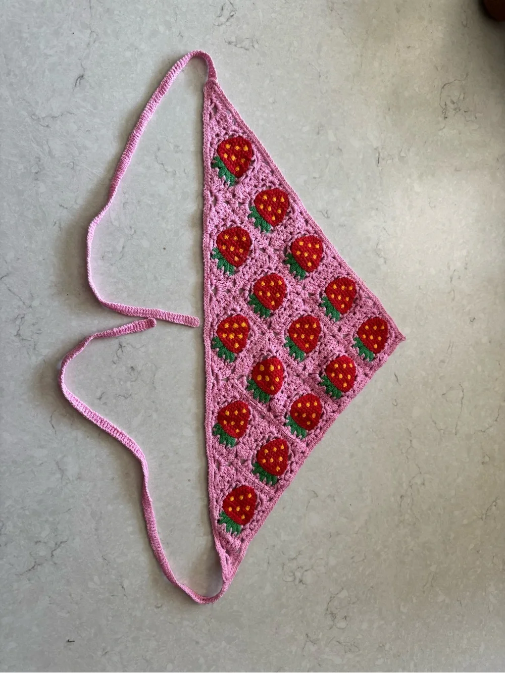 Pink Strawberry Crochet Bandana